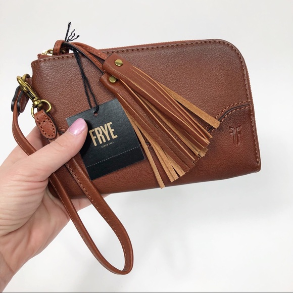 Frye Handbags - Frye NWT Paige Leather Wristlet Cognac Brown